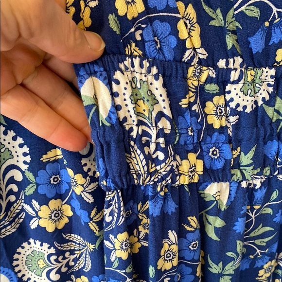 Springfield Floral Blue Midi Dress Long Balloon Sleeve Empire Boho Feminine - Picture 6 of 15